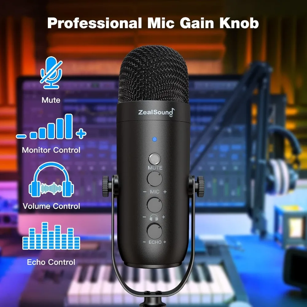 Noise Reduction Mic with Boom Arm, Mute, Echo/Volume, Zero-Latency, PC/Mac/iOS/Android Compatible view 5