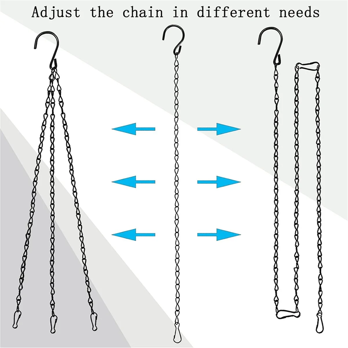 متوفر ~ 10 قطع خطافات نباتية مقاس 19.7 بوصة لسلال معلقة، سلاسل معلقة سوداء مع خطاف S ومشبك للزراعة ومغذيات الطيور