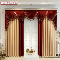 Thick Velvet Curtains for Living Room Bedroom Villa Luxury Shading Yellow Red Window Blackout Valance Tulle Panel Customize