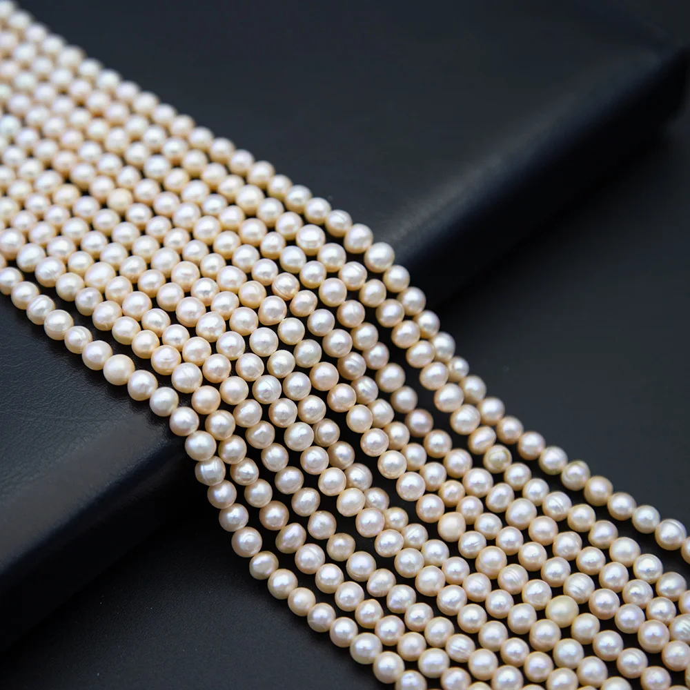 

5-6 мм круглая форма натуральный пресноводный жемчуг бусины белый розовый цвет DIY ювелирные изделия ожерелье браслет аксессуары 36 см