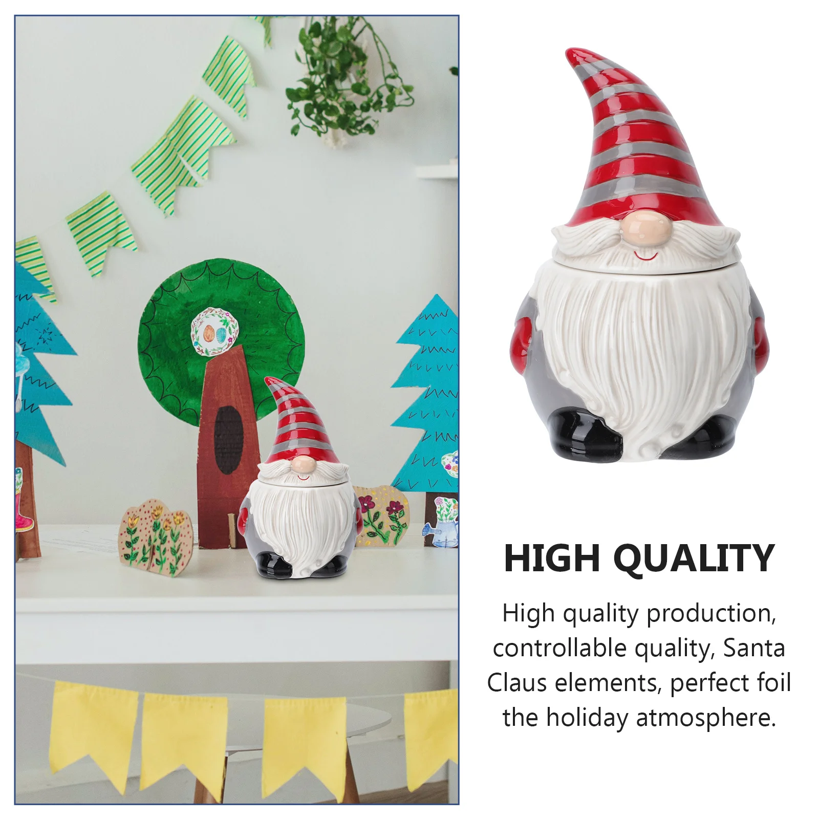 

Stylish Santa Claus Elements Ceramic Canister High Quality Sealed Candy Box Suitable for Biscuits Dried Fruits Cereals Holiday