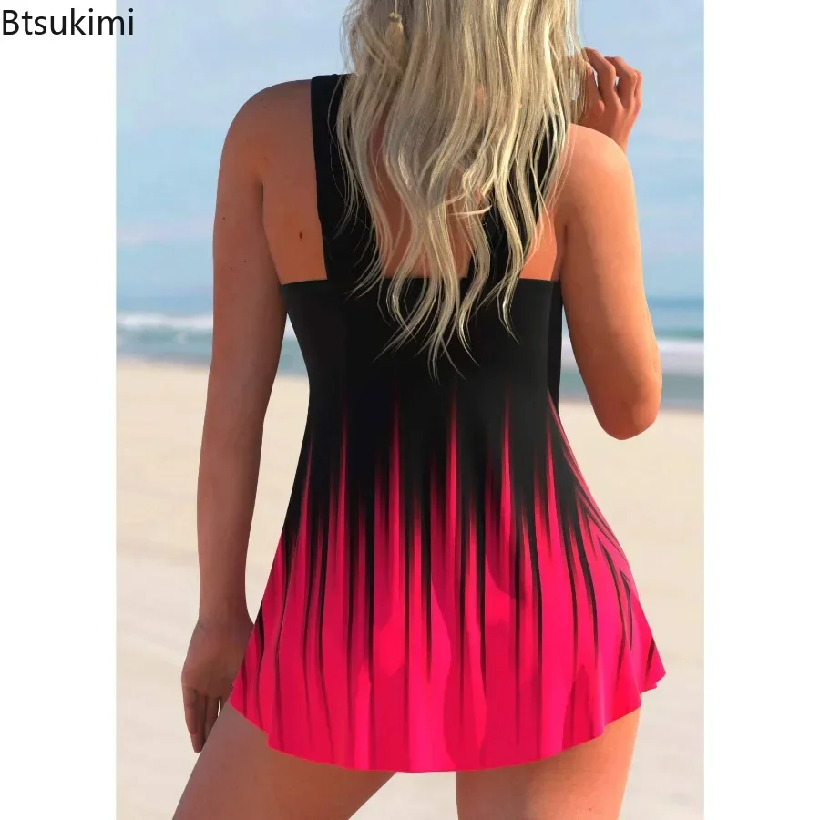 2024 المرأة الصيف Monokini عالية الخصر بيكيني مجموعات الإناث Tankinis ملابس السباحة السيدات الشاطئ ثوب السباحة مجردة الطباعة ملابس السباحة