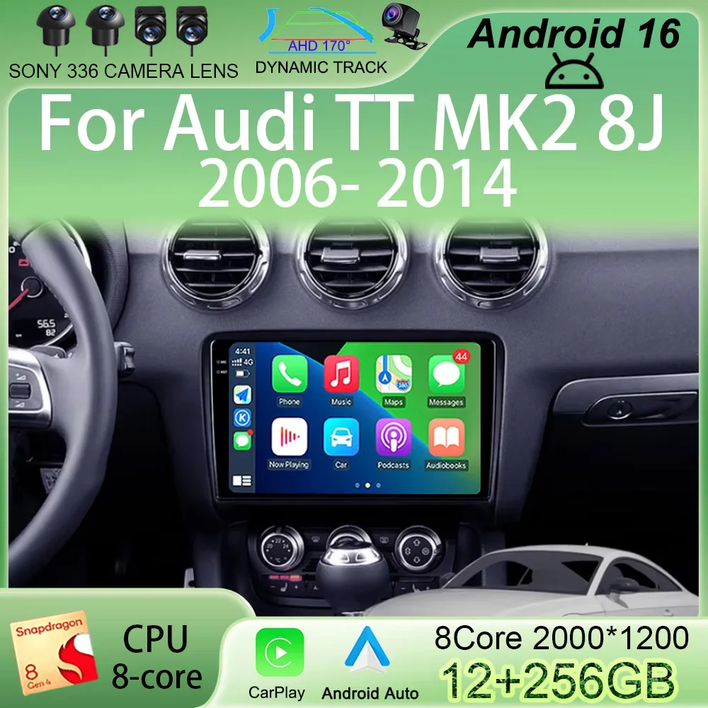 

Автомагнитола Android 16 с Carplay и Auto, 2K экран, мультимедийный плеер для Audi TT MK2 8J 2006-2014, GPS-стереосистема 2DIN, головное устройство