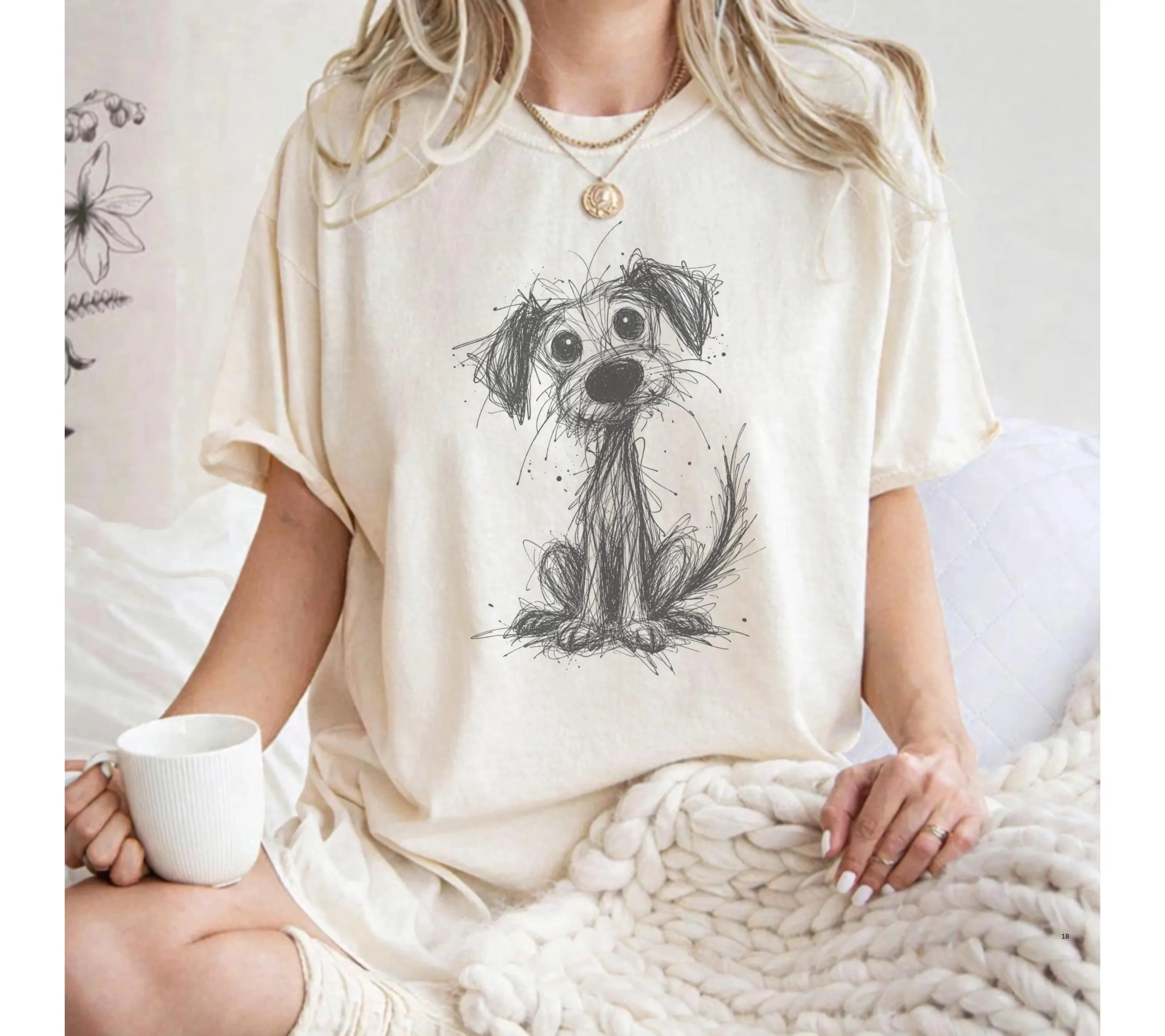 Summer Women's Puppy Doodle Graphic  T-shirt Cotton and Breathable Short Sleeve Streetwear Oversized Loose Casual