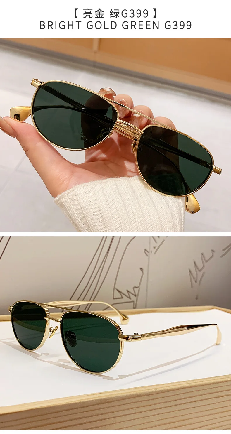 Trendy Beliebte Metall Pilot Sonnenbrille Frauen Männer Outdoor Luxus Designer Shades Sommer Reisen Stick Sonnenbrille Männlich UV400 – Detail 10