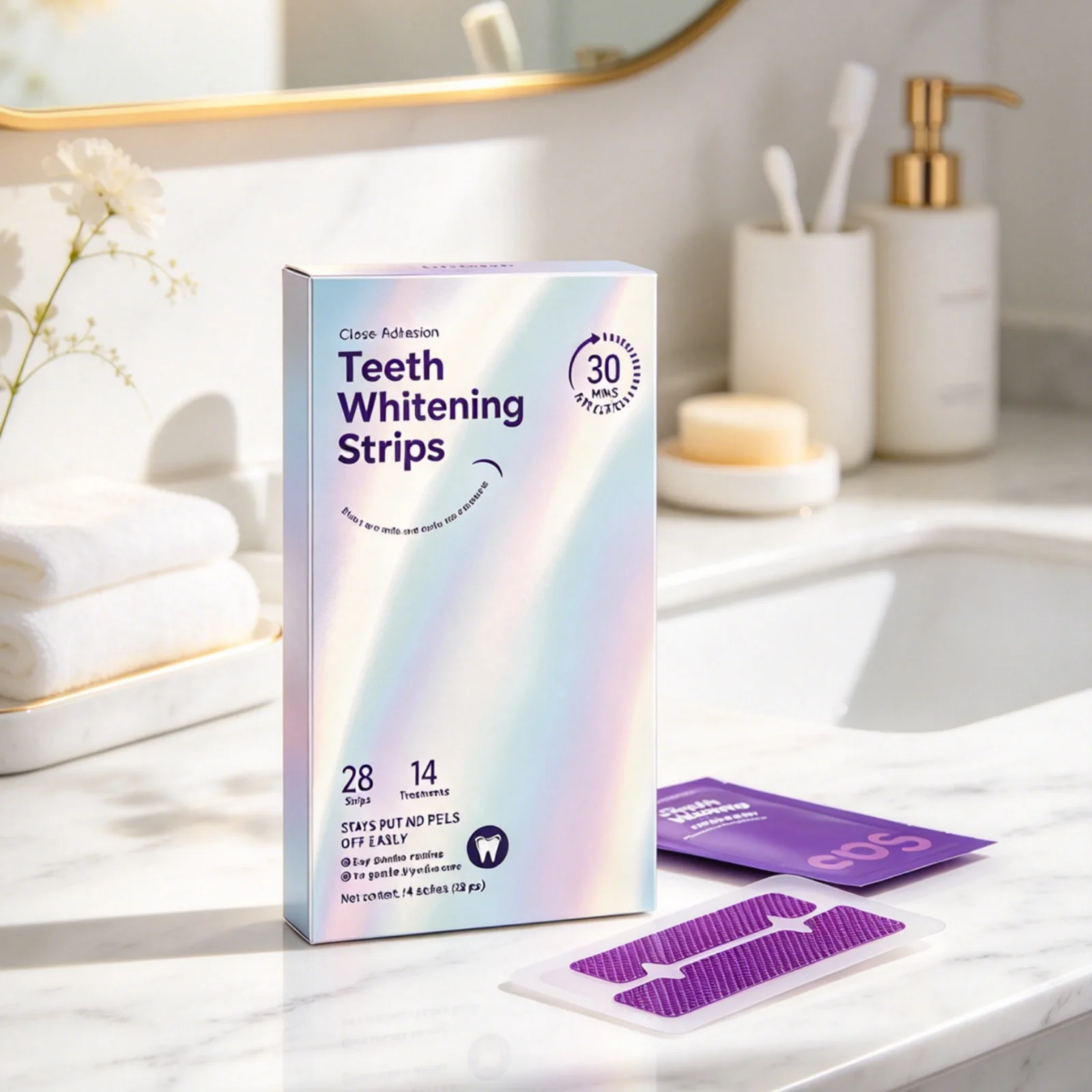 Teeth Whitening Strips Improve Color Daily Dental Care Remove Coffee Tea Stains Fresh Breath Teeth Brightening Strips 14 Sachets