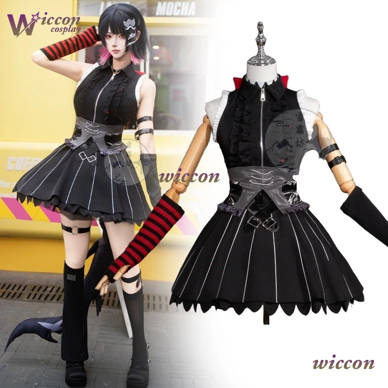 

Uha Zenless Zone Zero Ellen Joe FES Band Косплей Костюм Парик Экипировка Аксессуары Готическая Лолита Черный Жилет Платье Женщина Девушки