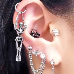 1PC Surgical Steel Hinged Segment Helix Piercing Earring Hoop Skeleton Dangle Gothic Septum Ear Tragus Cartilage 16g Jewelry