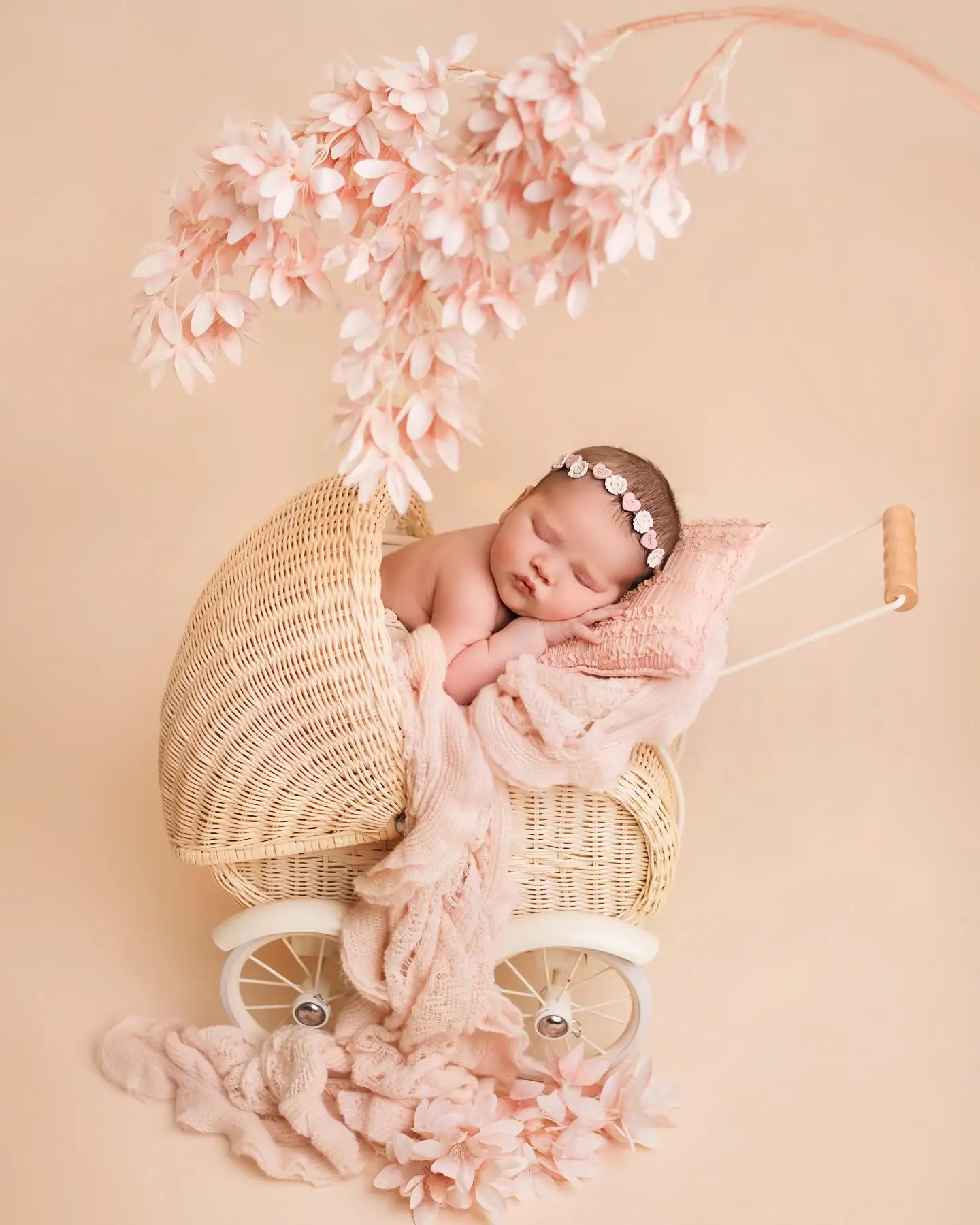 Pemotretan Bayi Baru Lahir Berpose Bantal Fotografi Latar Belakang Selimut Hiasan Kepala Bayi Fotografi Aksesori Alat Peraga Gambar Bayi