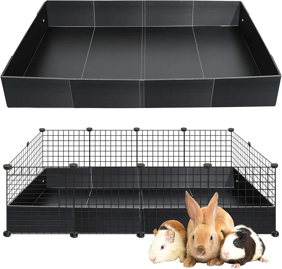 

55 × 27 Inches Black Corrugated Plastic Cage Liners Base 2 x 4 Panel Size Guinea Pig Cage Liner Waterproof Mat Hedgehogs Rabbits