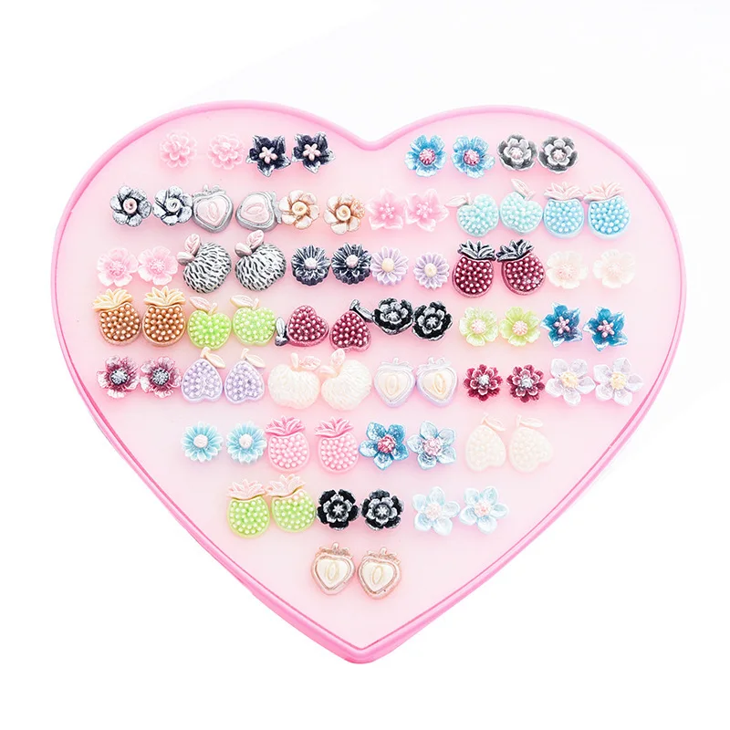 36 Pieces Earrings Set for Women Punk Vintage Cubic Zirconia Plastic Alloy Fruit Animal Shape Earrings Trendy Jewelry Gifts