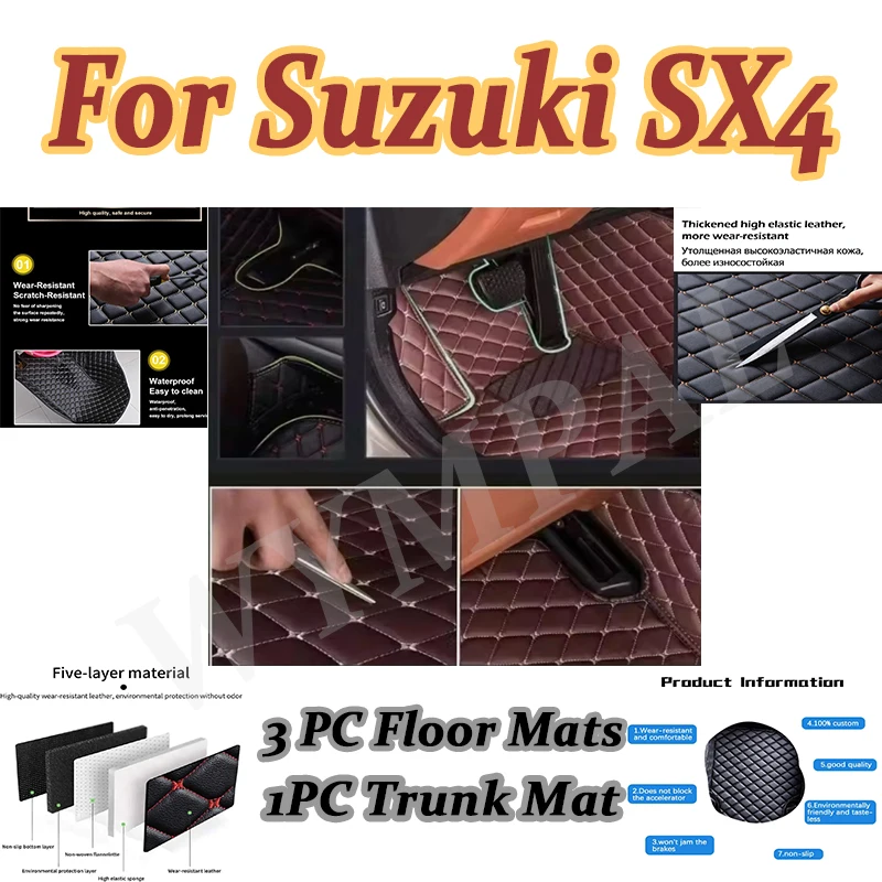 

Luxury Car Floor Mats For Suzuki SX4 Hatchback 2018 2017 2016 2015 2014 2013 2012 2011 2010-2007 Carpets Rug Auto Accessories
