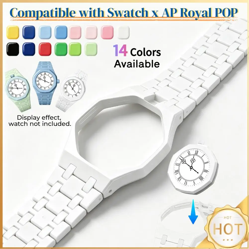 Ceramics Watch Case Strap Modification Kit For Swatch x AP Royal POP Change To Wristwatch 3/12 Clock Strap Replacement Bracelet