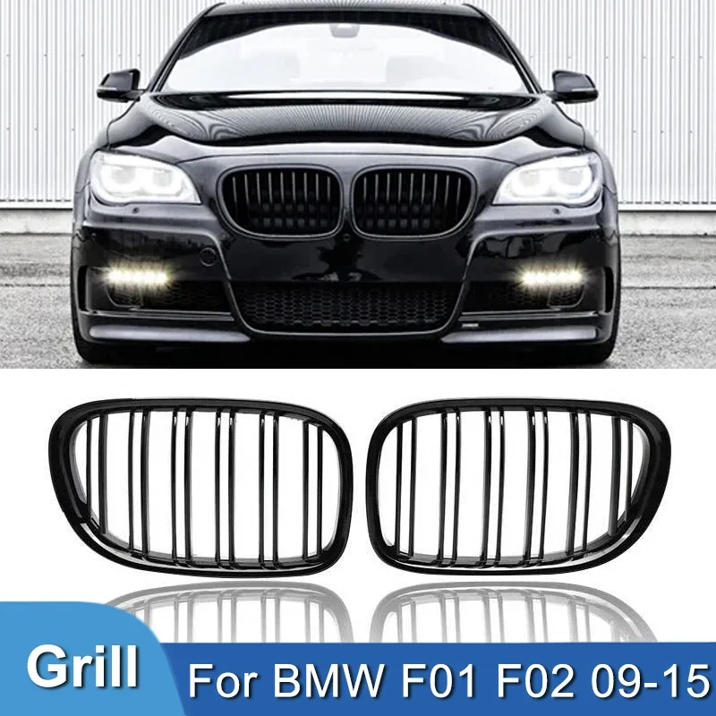 

Pulleco A Pair Car Front Kidney Grille Grills Glossy Black For BMW F01 F02 F03 F04 740i 750i 7 Series 2009-2015 Auto Accessories