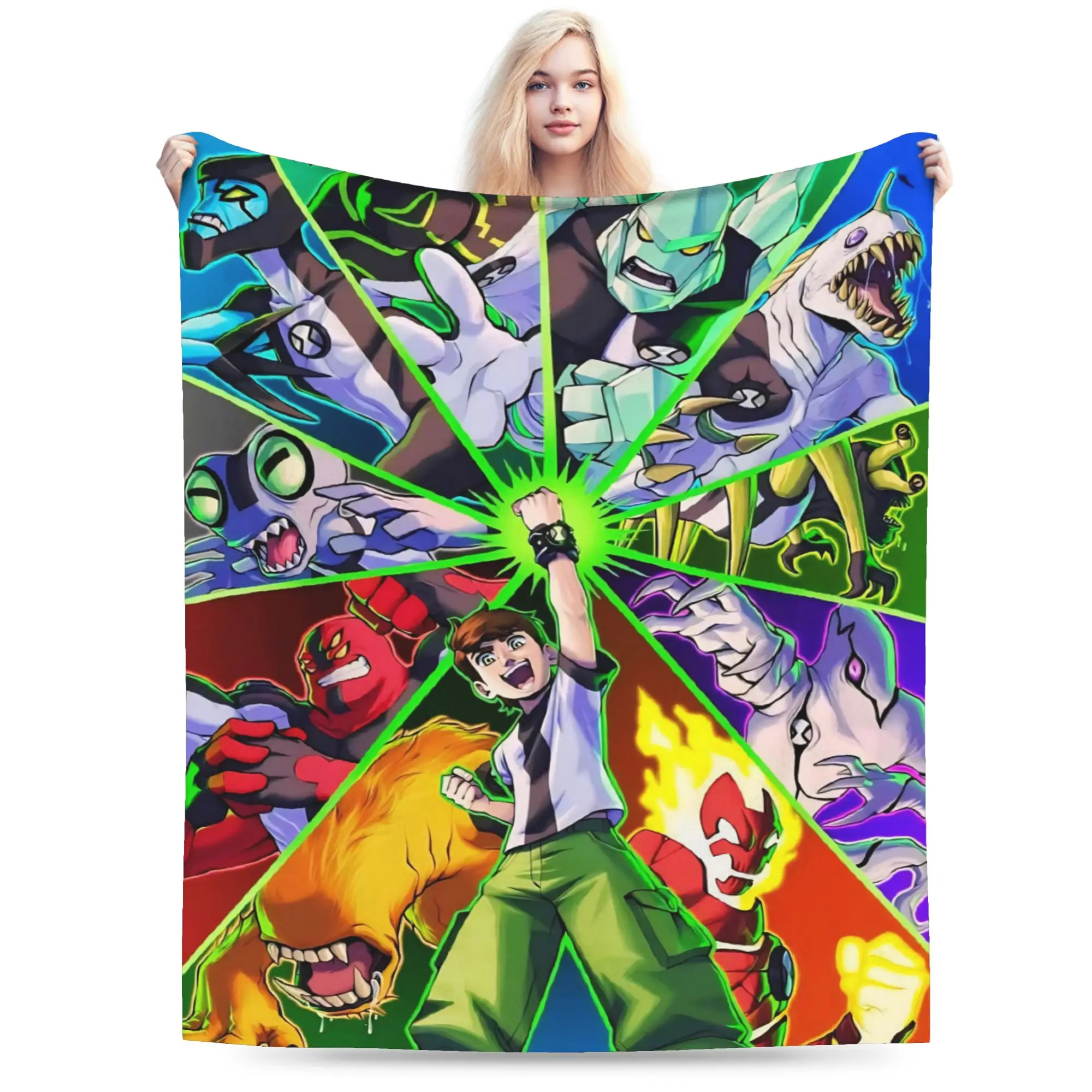Ben 10 Anime Throw Blanket for Couch  Soft Fuzzy Plush Blanket 50x60 Inches Multi-size Bedspreads for All Seasons