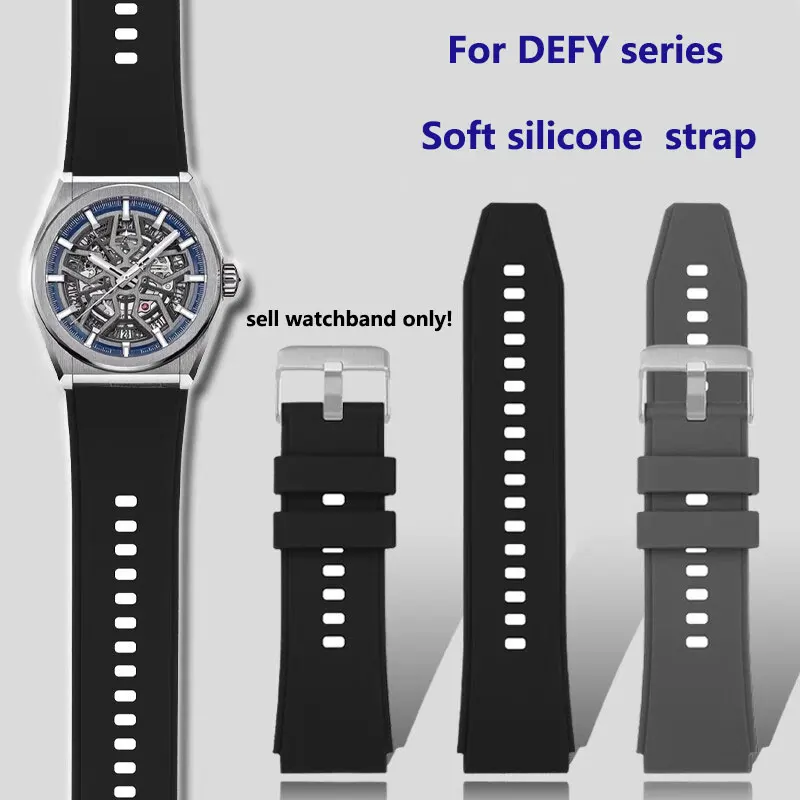 22mm Soft silicone Watch band for Zenith DEFY series 95.9000.670 Orange Gray Red Blue Sport silicone Quick release watch strap