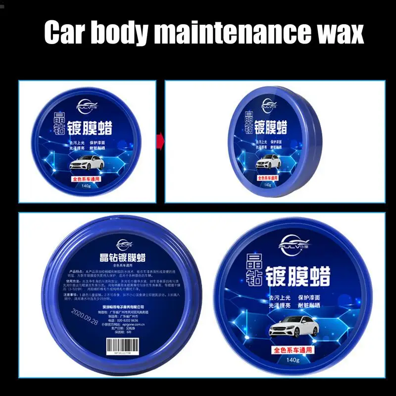 140g Car Polish Car Wax Crystal Plating Set Hard Glossy Wax Layer Covering Paint Surface Coating Formula Waterproof Film