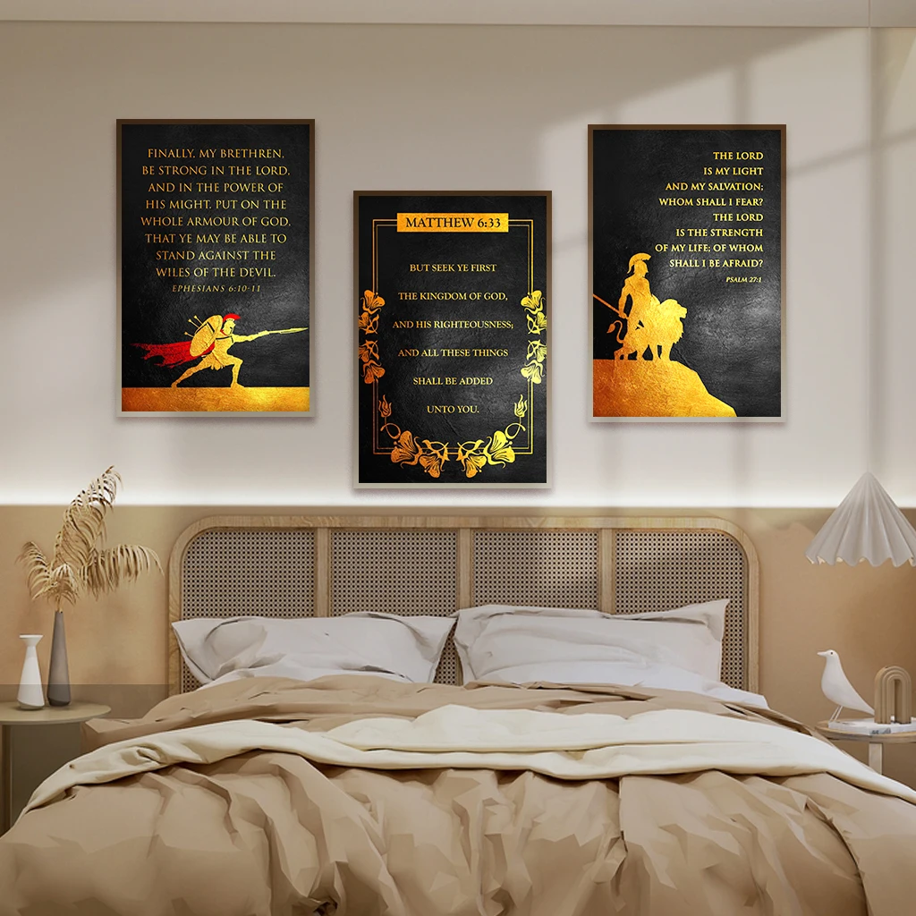 

3 холщовые постеры, золотые Библии, картины на стену гостиной, художественные на стену спальни, подарки на стену столовой