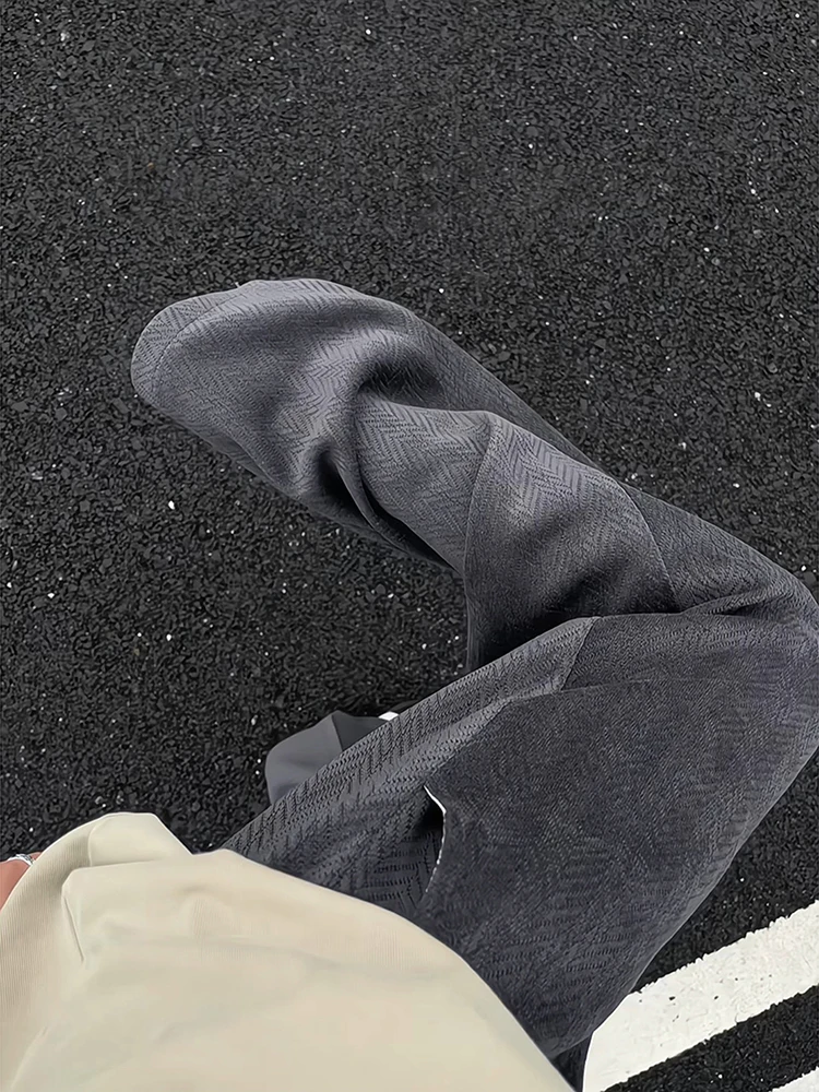 Deep ey Wheat Spike Patterned Men's Casual Pants Autumn Winter American Retro Loose BF Lazy Sle Casual Long Trousers