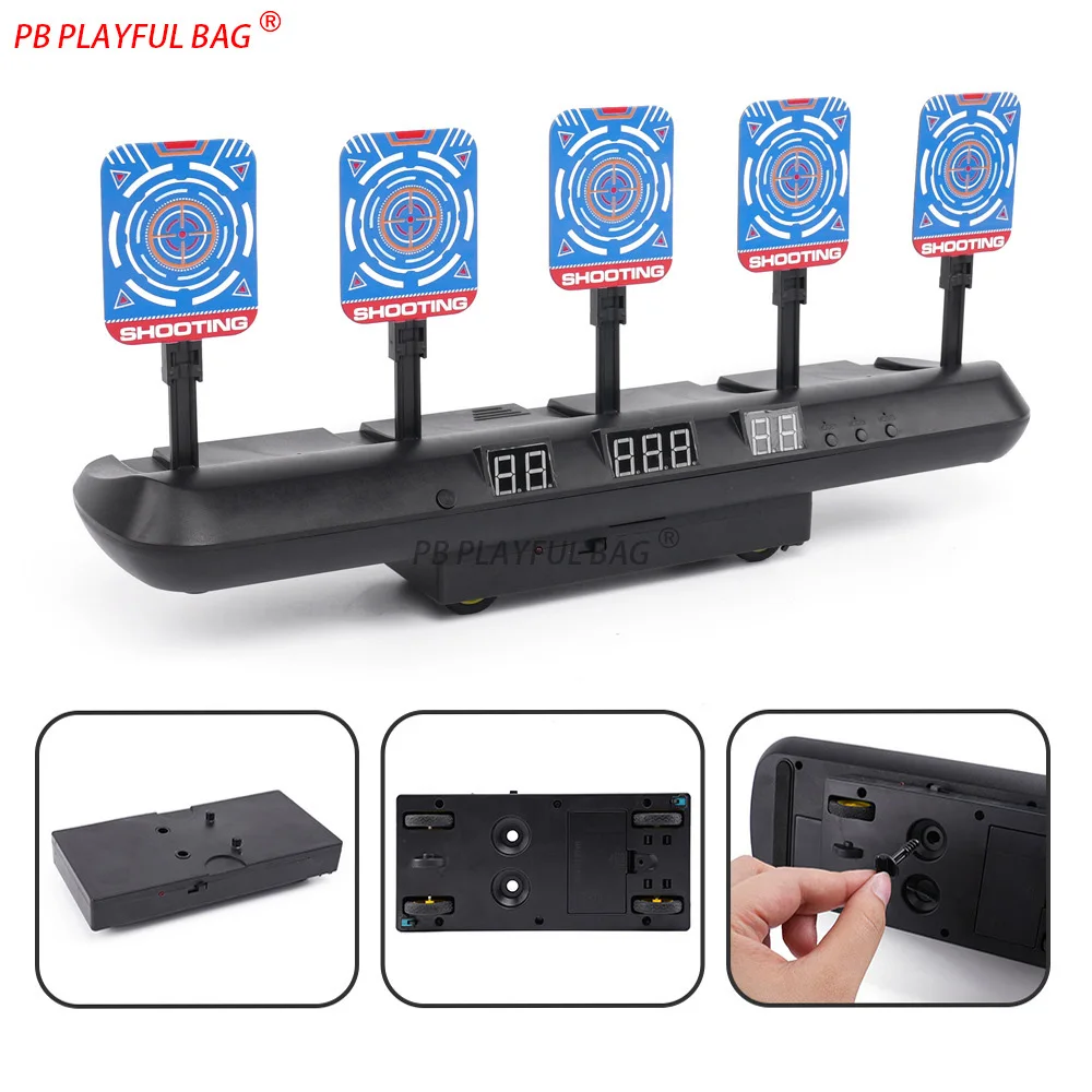 Electronic 5 Target Scoring Moving Target Toy Gun Shooting Practice For Gel Ball & Soft Bullet 3 Modes English Sound QJ121