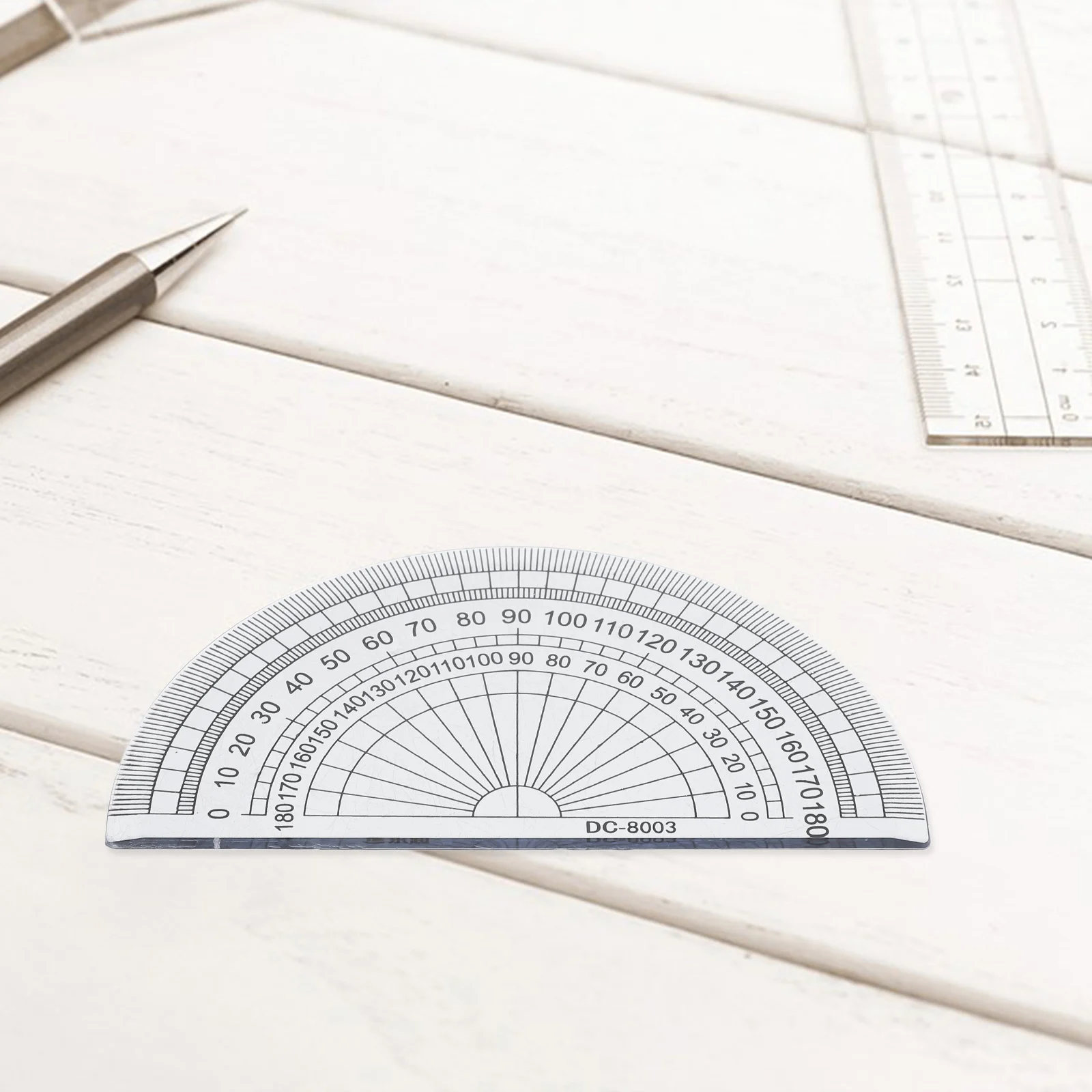 20Pcs 4 Inch 10Cm Plastic 180 Degrees Protractor for Angle Measurement School Office Student Math Use Clear Black Numbers Smooth