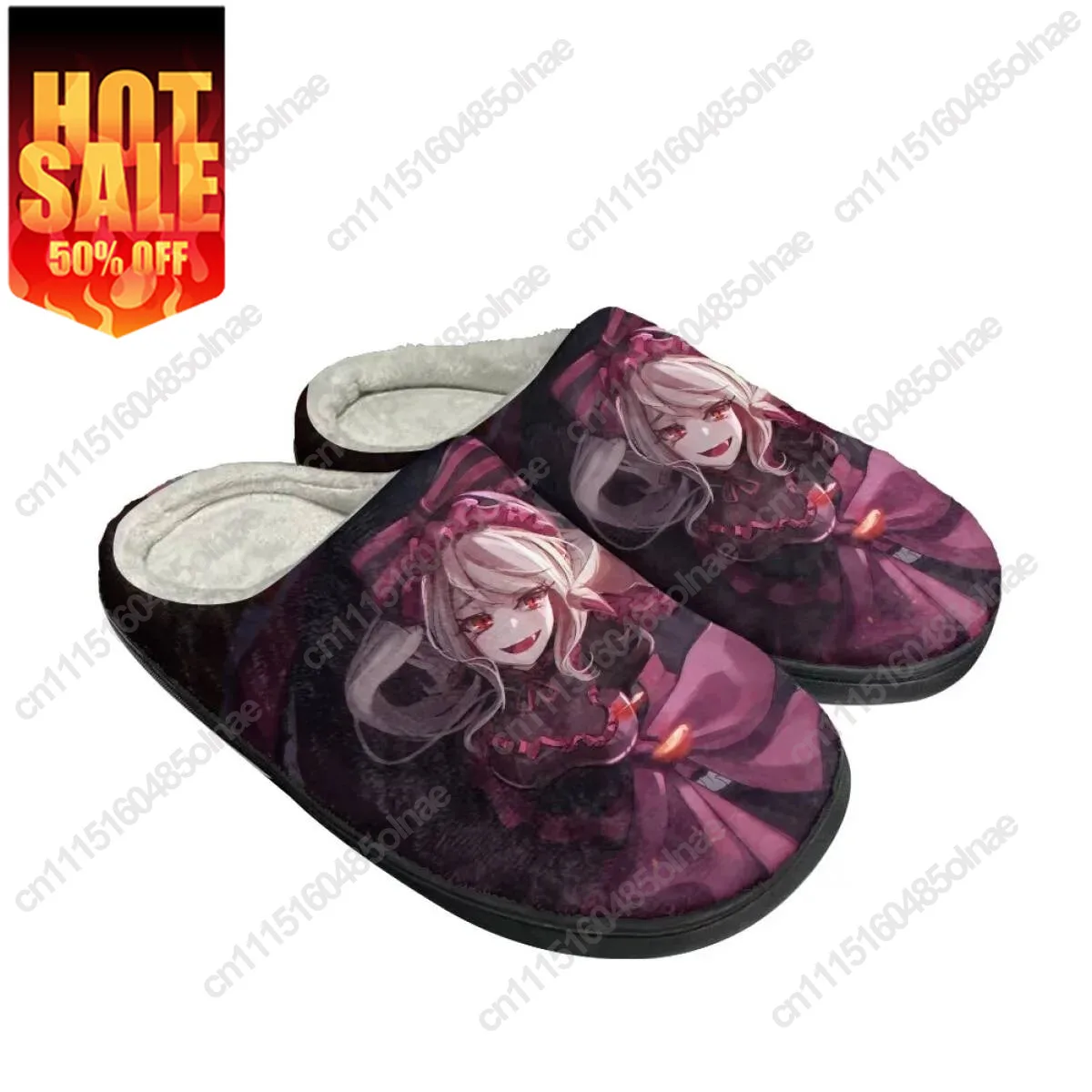 Anime Overlord Printed Women's Cotton Slippers Cartoon Non-Slip Ladies Home Shoes Dropshipping Cozy Casual Female Flats Footwear