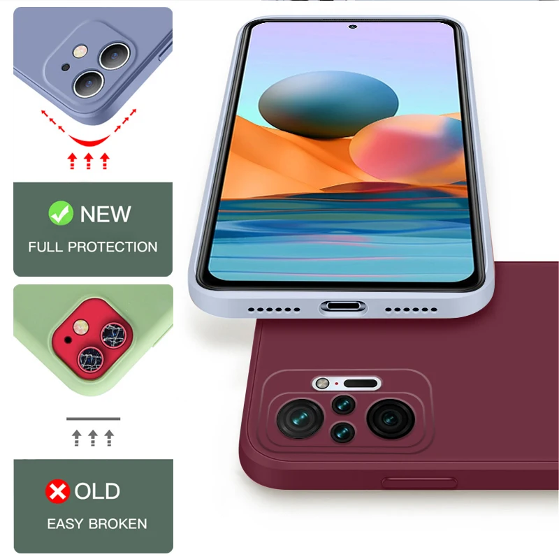 Original quadratische Flüssigsilikonhülle für Xiaomi Redmi Note 10 Pro Max Cover Redmi 10 Redmi Note 10 10s Note 10 Pro 4G Hülle – Detail 4