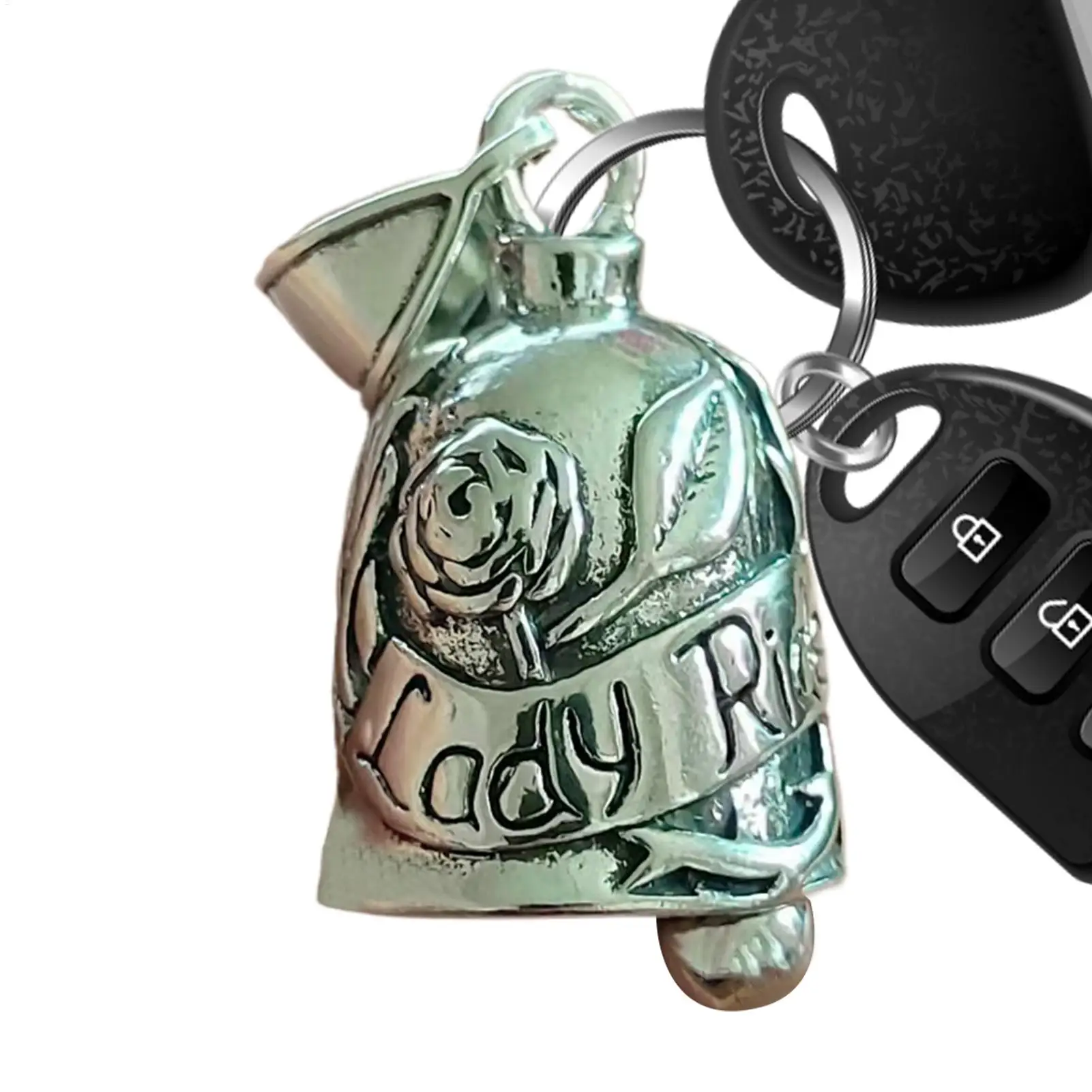 Retro Engraved Motorcycle Gremlin Bell Keychain, Good Luck Charm for Riders & Travelers, Protective Bell Pendant for Riding Gift