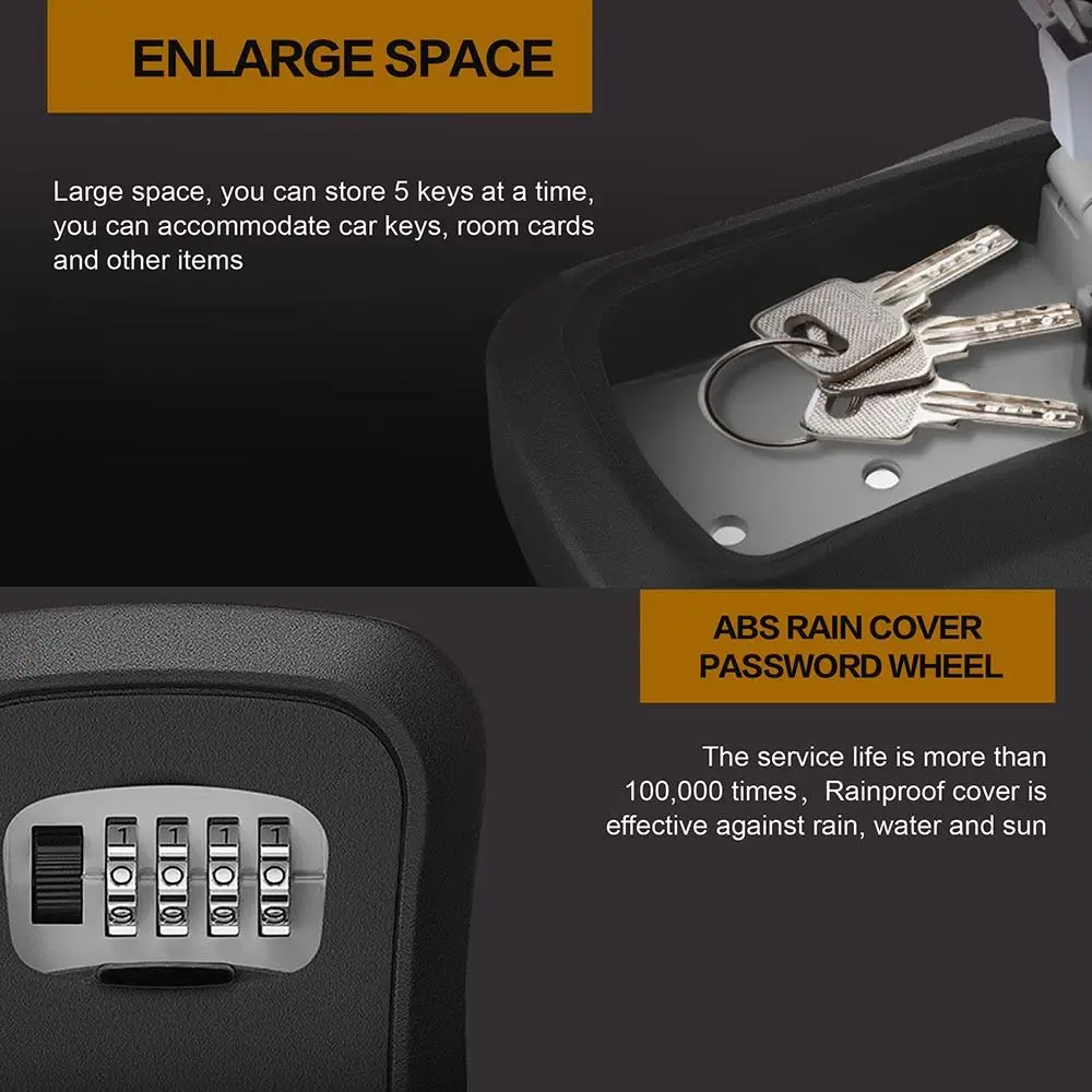 

Wall Mounted Key Safe Box Passwords Code Resettable 4 Digit Combination Key Box Large Capacity Security Lock Key Lock Safe Box