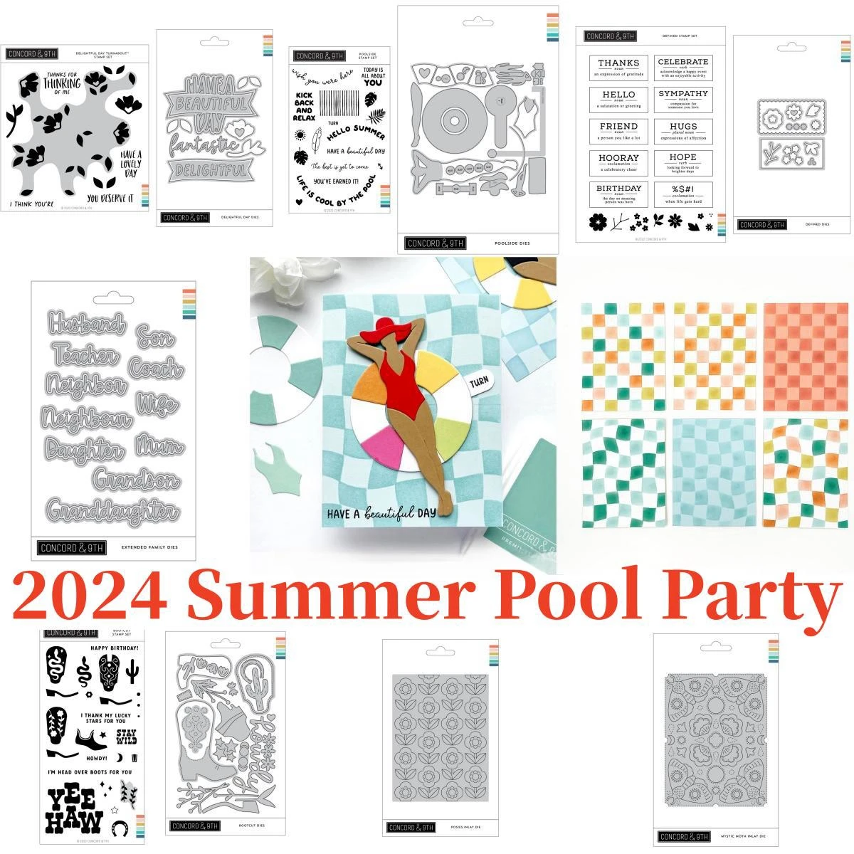 

Pool Bikini Party Posies Clear Stamps Metal Cutting Dies Stencil for DIY Making Card Scrapbook Die Cut Craft Supplies 2024 New