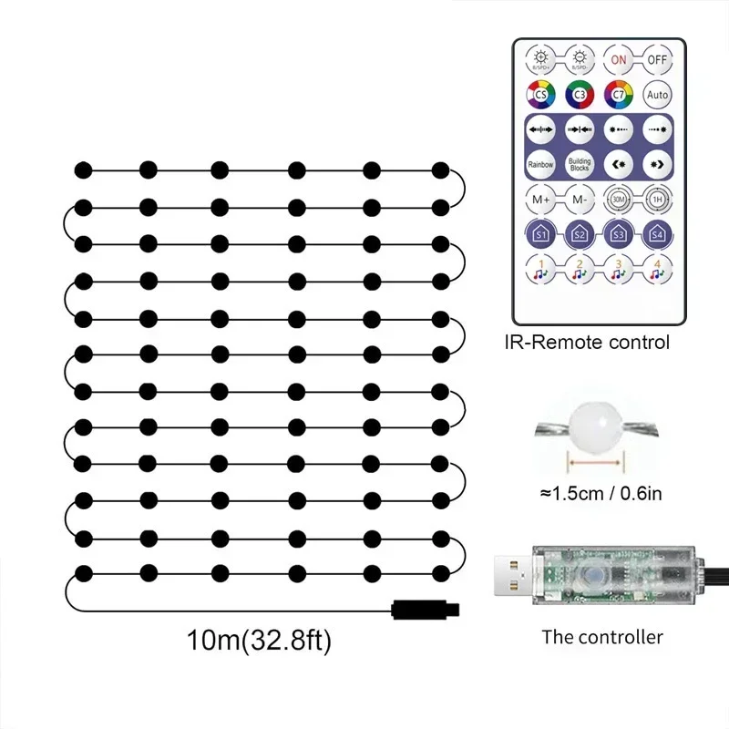 Cadena de luces LED para decoración de Navidad, tira de luces RBGIC con control por Bluetooth, para Navidad y Año Nuevo