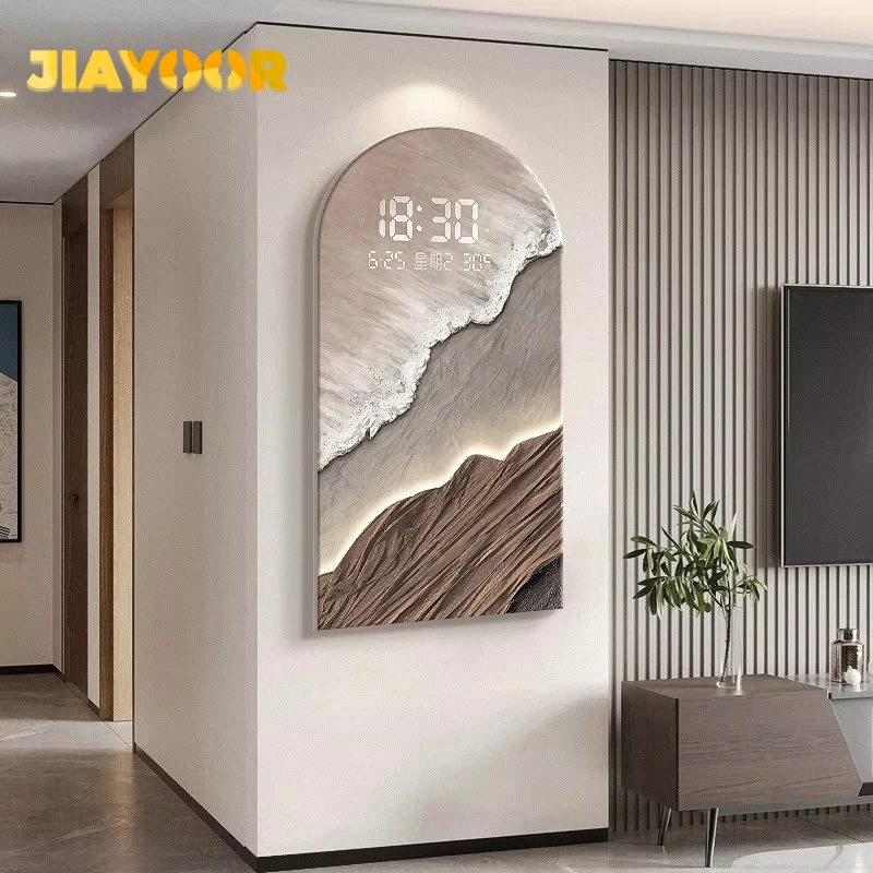 Mural Lights Led Ocean Wave Electronic Screen Clock Entrance Led Decorative Painters Use To Decorate Living Room Bedroom Stairs