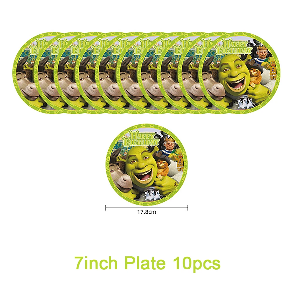 Green-Monster&ShrekS-Theme Children Birthday Party Disposable Tableware Background Balloon Decoration Supplies Baby Party Gifts