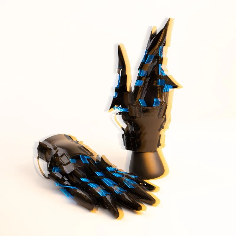 Mechanical luminous knight hand armor men's and women's gloves movable function