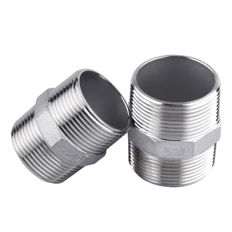 

304 1/2" 4-Point Double External Thread Direct Head Plumbing Butt Joint Hardware Fittings Stainless Steel Butt Joint