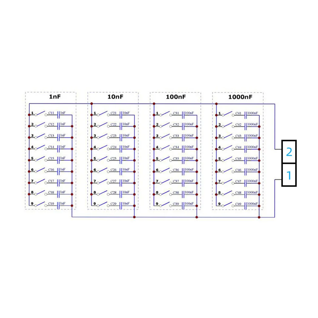 1nF to 9999nF Step-1nF Four Decade Programmable Capacitor Board Polypropylene Film Capacitor C35 DIN Rail for PLC