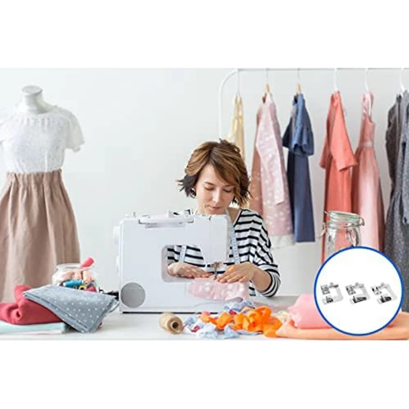 Wide Hemming Foot Sewing Machine 3 Size 1/2 Inch,3/4 Inch,1 Inch For Brother Singer And Other Low Handle Sewing Machines