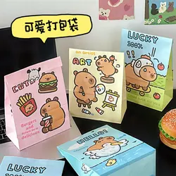 10pcs Cute Capybara Series Gift Paper Bag Baking Small Object Storage Bag Snack Wrapping Packaging Bag Creative Packaging Bags