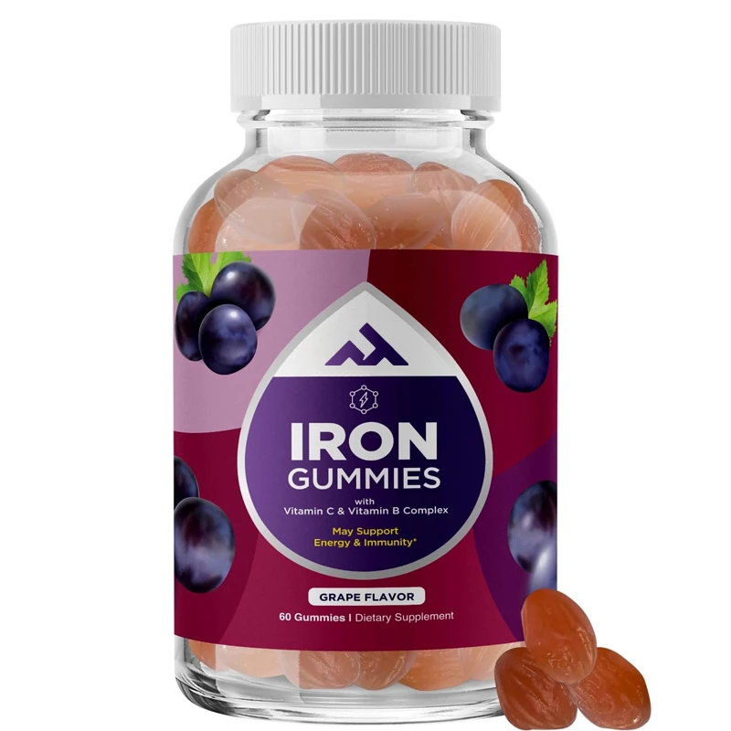 

Adult Natural Multivitamin Iron Gummies - Containing Iron and Energy Boosting B Multivitamins -60 Gummies