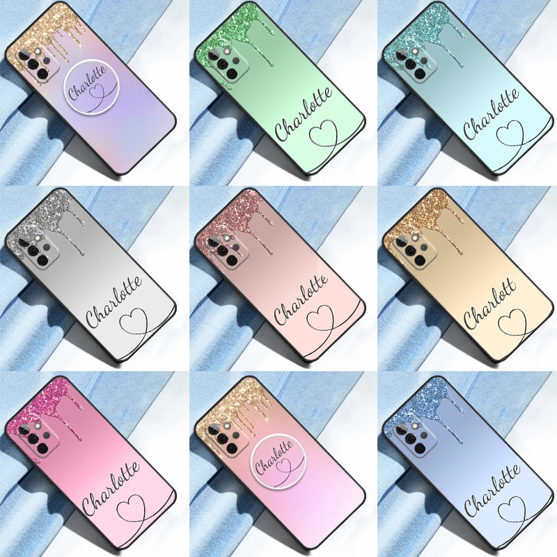 PERSONALISED initials name gel marbled For Samsung Galaxy A14 A34 A54 A13 A23 A33 A53 A12 A22 A32 A52 A72 A51 A71 Phone Case