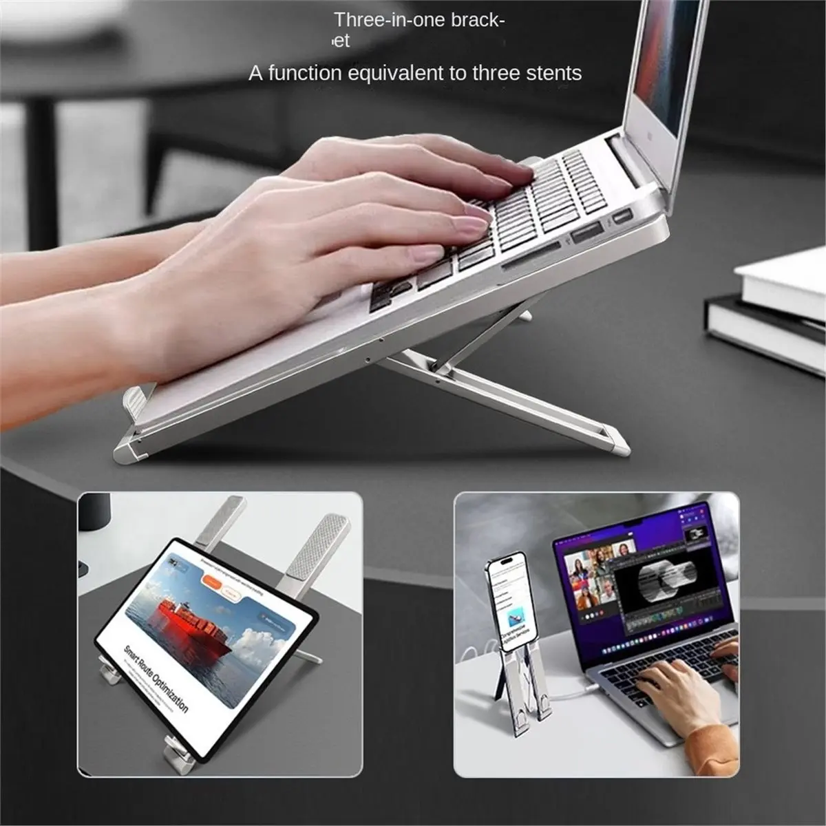 Laptop Stand Aluminum Ergonomic Riser, 8-Angle Adjustable Foldable Ventilated Cooling Holder for 10-17 Inch Laptops