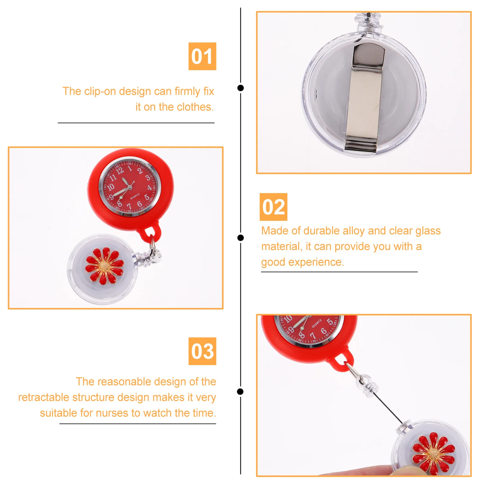 1 قطعة ساعة ممرضة فوب كليب على ساعة معلقة مع براعة ممتازة هدية عملية للممرضات ممرضة الساعات للنساء