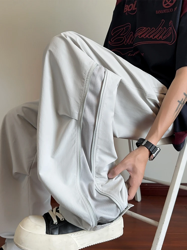 

White ey Ice Silk Paratrooper Pants Men's Summer Thin Pleated Qui Dry Mountain Brand Casual Pants Breathable Ice Silk