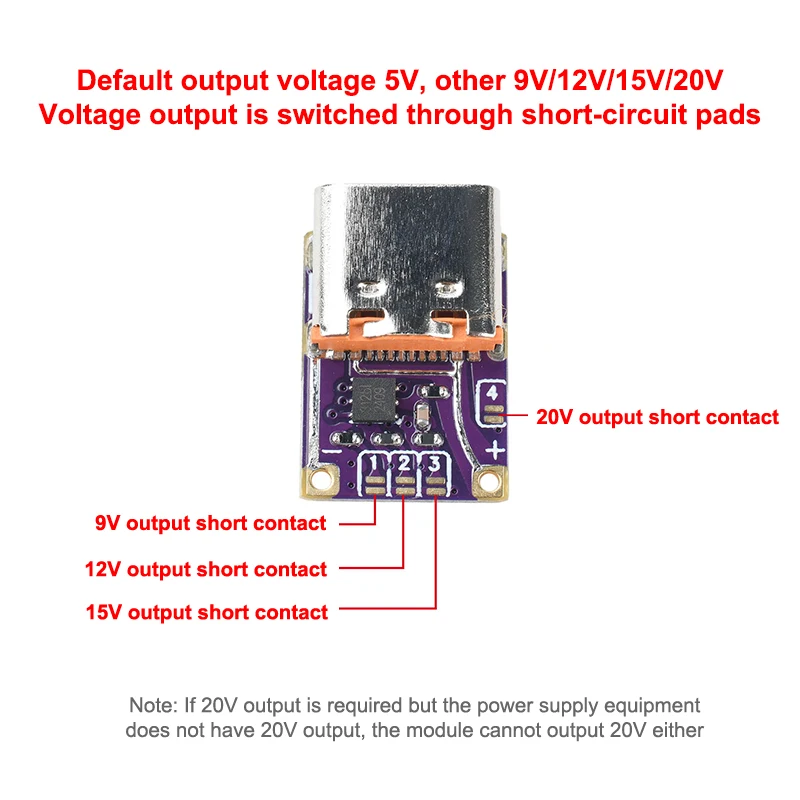 1 قطعة الزناد PD إلى تيار مستمر نوع C واجهة PD3.0 PD3.1 QC3.0 استقبال شحن سريع وحدة تيار مستمر 5/9/12/15/20/28/36/48 فولت الجهد #6