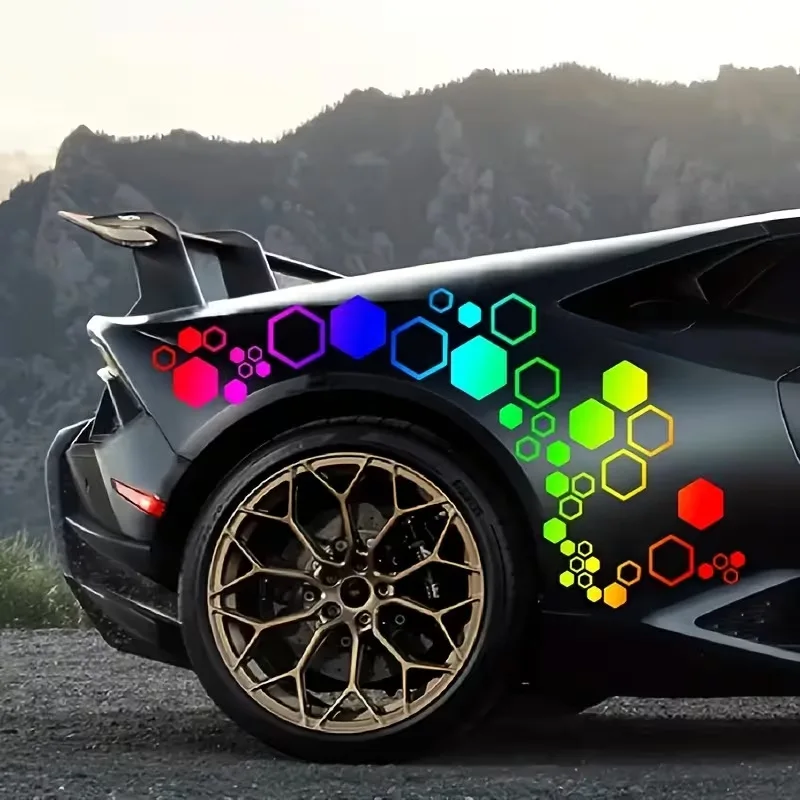 

52 Grids For Honeycomb Vinyl Decal Sticker for Car Side Body Door Exterior Decoration Hexagonal Pattern Die Cut