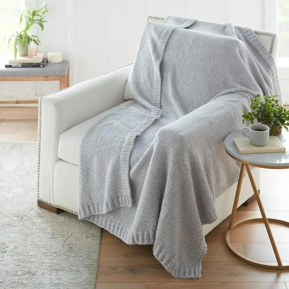 

Knit Throw Blanket 60" x 70" Inches, Soft Comfy Decorative Throw for Couch Bed Sofa Travel