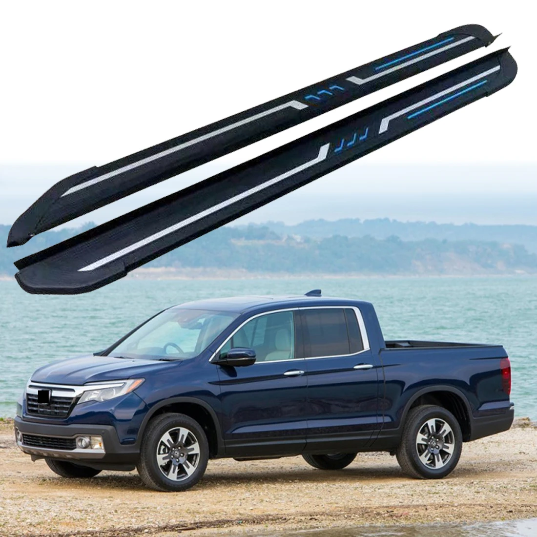 2PCS Side Step fits for Honda Ridgeline 2017 2018 2019 2020 2021 2022 2023 2024 Running Board Nerf Bars Stairs Aluminium Pedal