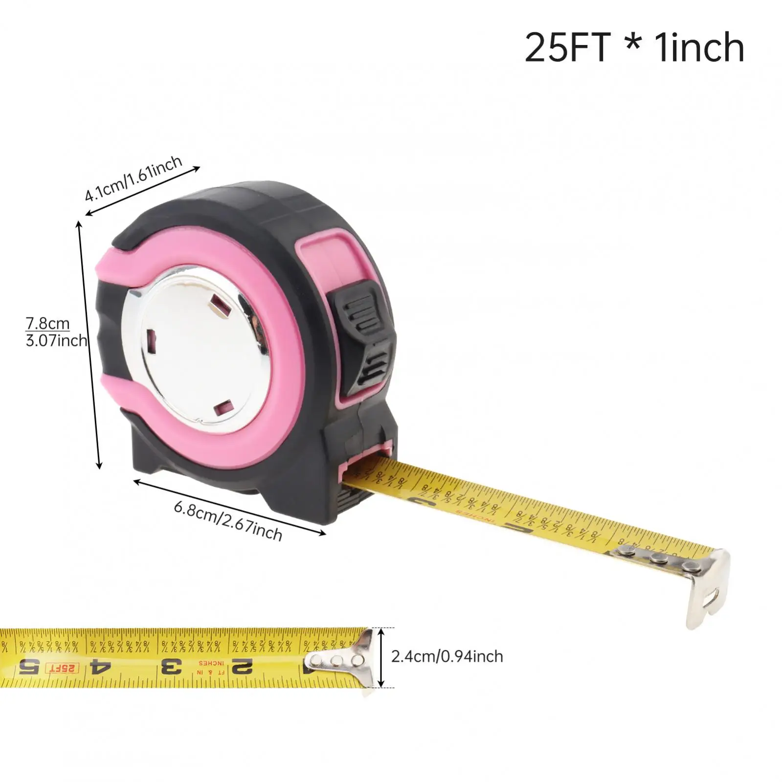 1/8 inch Self Locking Measuring Tape Fraction Markings Full Imperial Scale 25 ft /16 ft Retractable Tape Measure