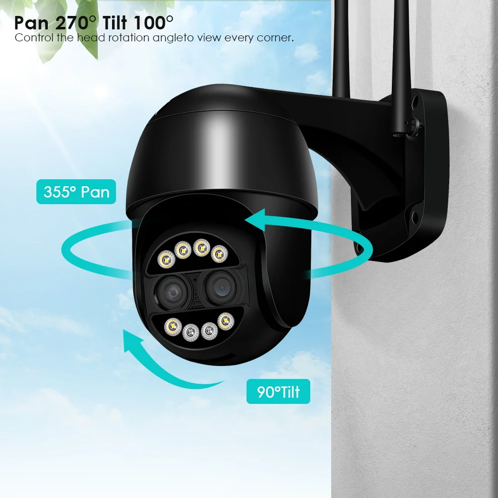 Imagem -05 - Anbiux-câmera de Vigilância Doméstica Inteligente Ptz ip Zoom 8x Lente Dupla Detecção Humana Cctv Wifi ao ar Livre Icsee 8mp