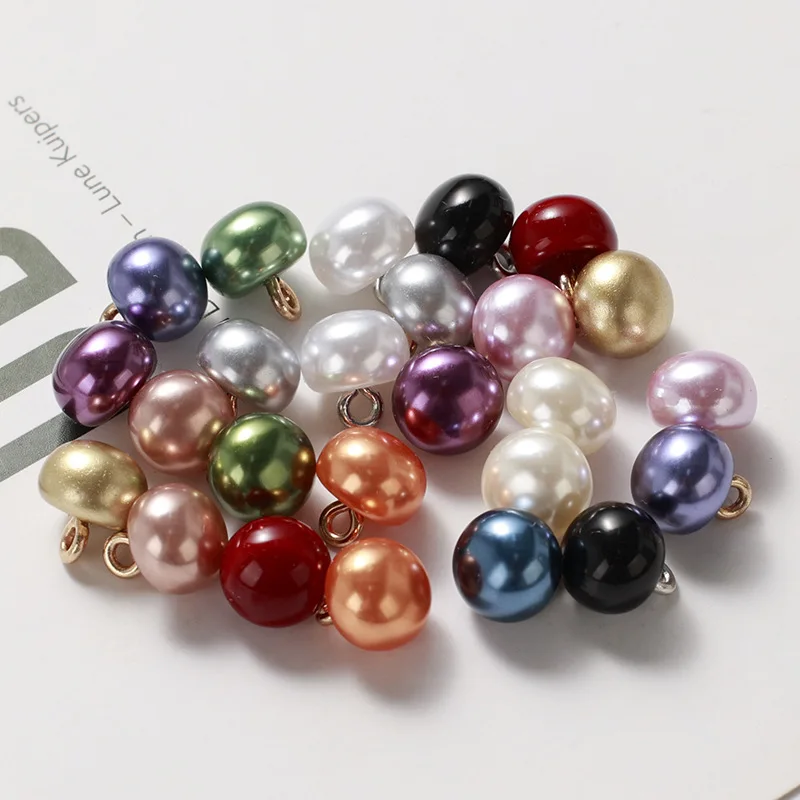 

High End Colored Pearl Button Mushroom Button Shirt, Knitted Shirt, Wedding Dress, Semi-circular Copper Seam Button Wholesale